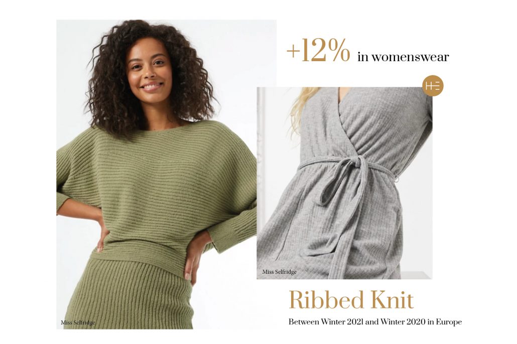 Heuritech trend forecast for ribbed knit in Winter 2021 in Europe